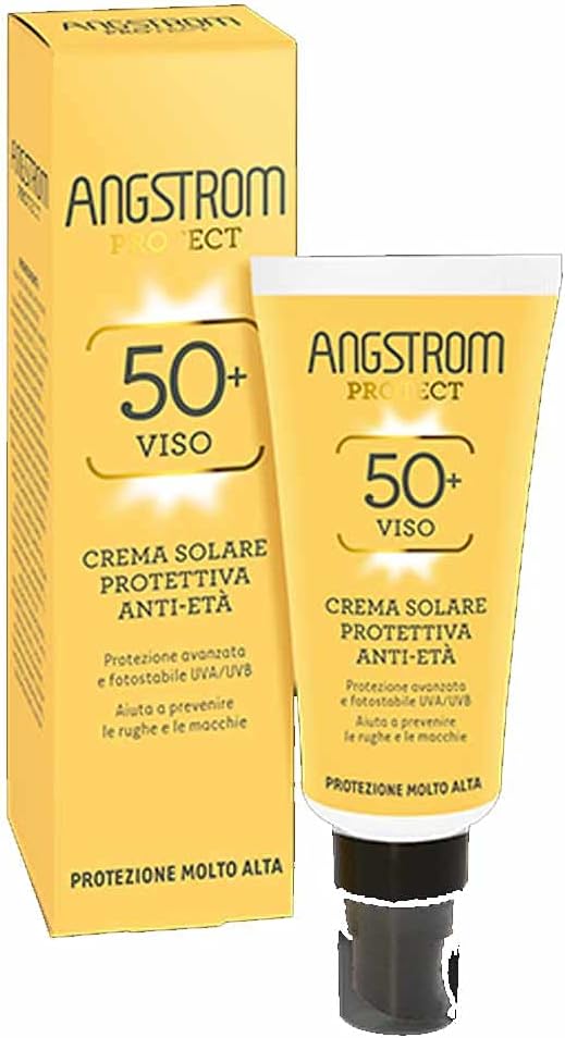 Angstrom Protect Crema Solare Viso SPF 50+, Protettiva Anti-età, Indicata per Pelli Sensibili, 40ml
