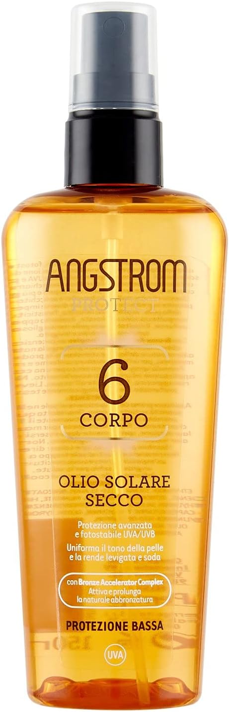 Angstrom Protect Olio Solare in Formato Spray, Intensificatore e Acceleratore dell`Abbronzatura con Protezione Solare Bassa, senza Parabeni, 150 ml