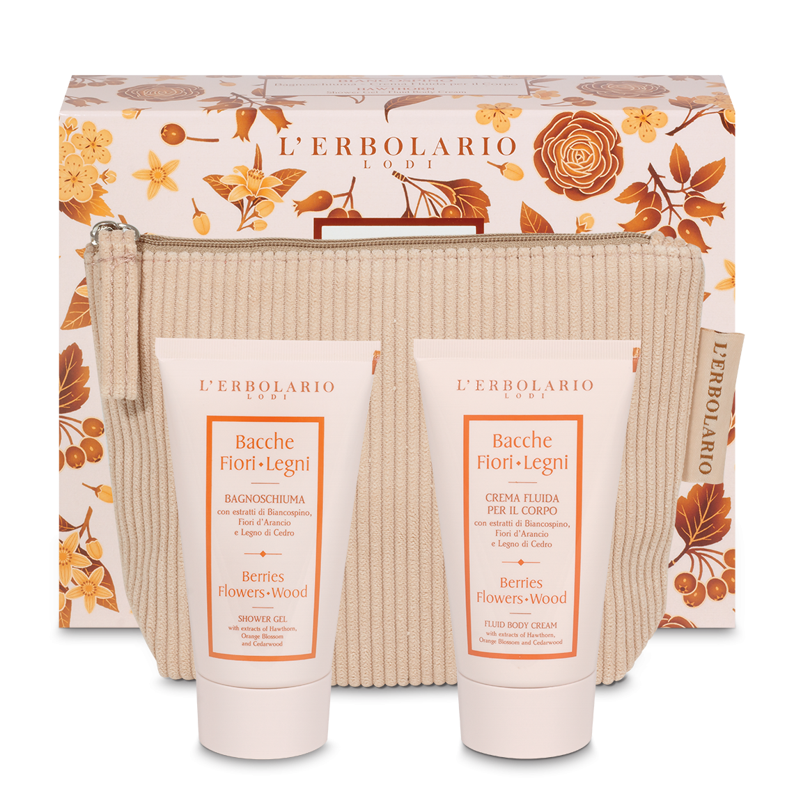 Beauty-Pochette Biancospino Bacche Fiori Legni