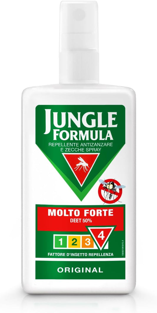 JUNGLE FORMULA Molto Forte Spray Antizanzare - Repellente Per Insetti Con Azione Protettiva Duratura - 9 ore di protezione - 75 ml