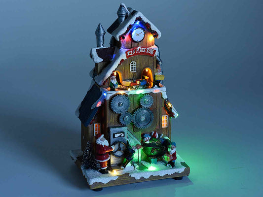 Fabbrica dei giocattoli con treno in movimento,luci e musica