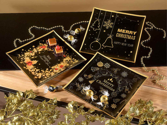 Piatto natalizio quadrato alimentare in vetro