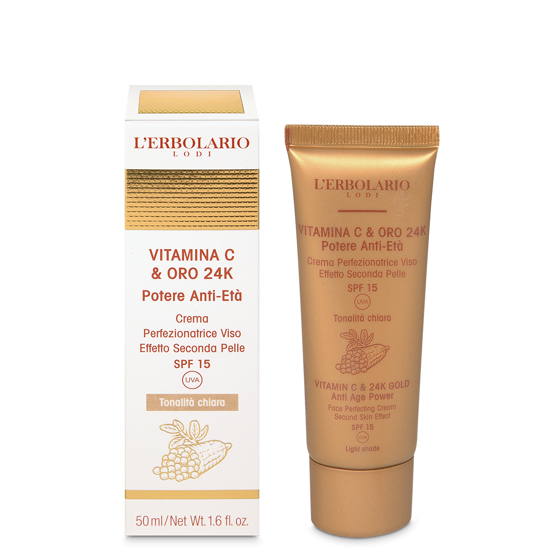 Crema Perfezionatrice Viso tonalità chiara Vitamina C & Oro 24K 50ml