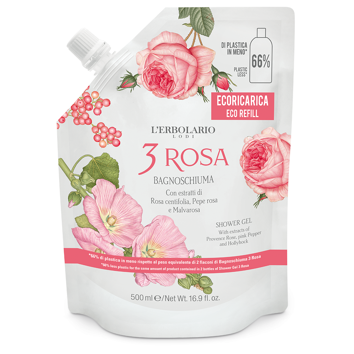 Ecoricarica Bagnoschiuma 3 Rosa 500ml